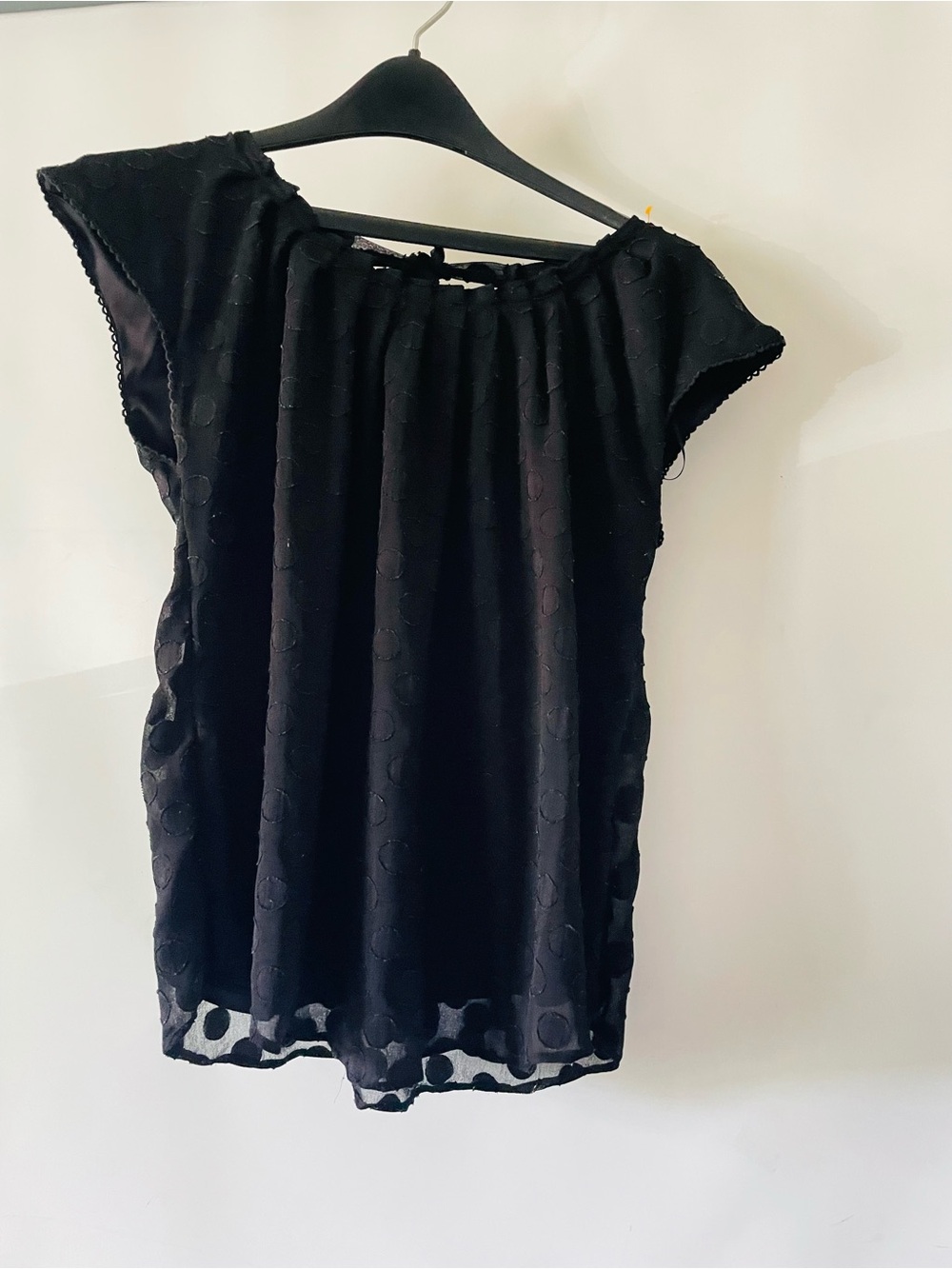 LC Lauren Conrad Black Polka Dot Short-Sleeve Blouse